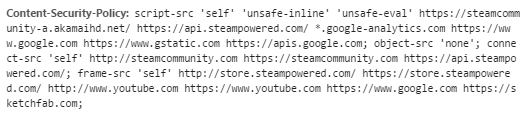 The Content Security Policy on Steam was not well configured.