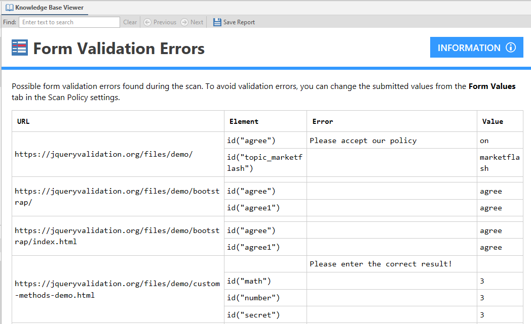 Form Validation Errors in Knowledge Base