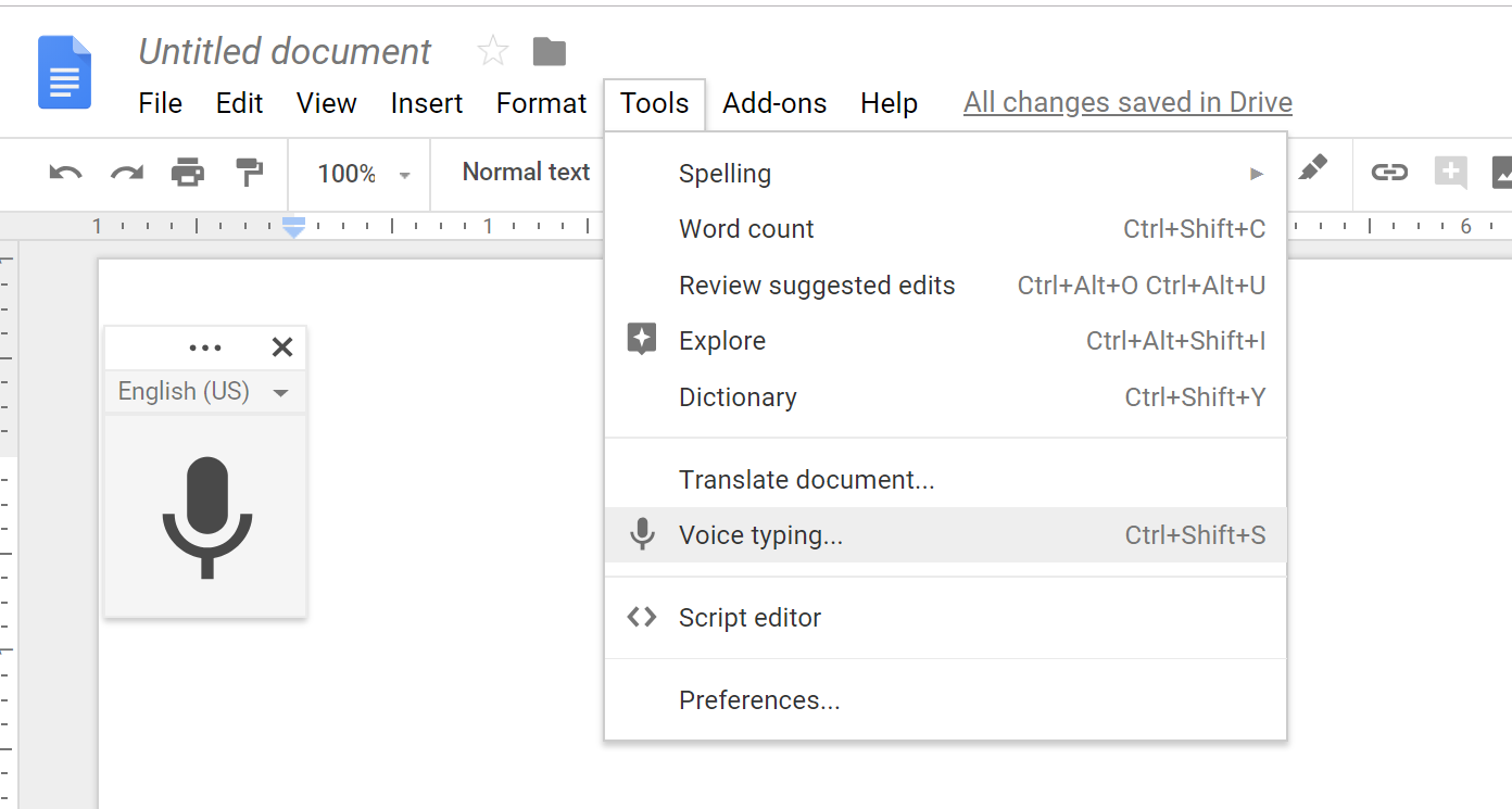 Google enabled Chrome users to use their voice to 'write' into documents and sheets (Tools>Voice Typing).