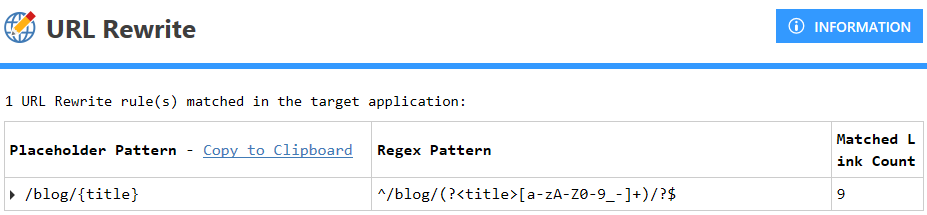 Scan results with custom URL rewriting