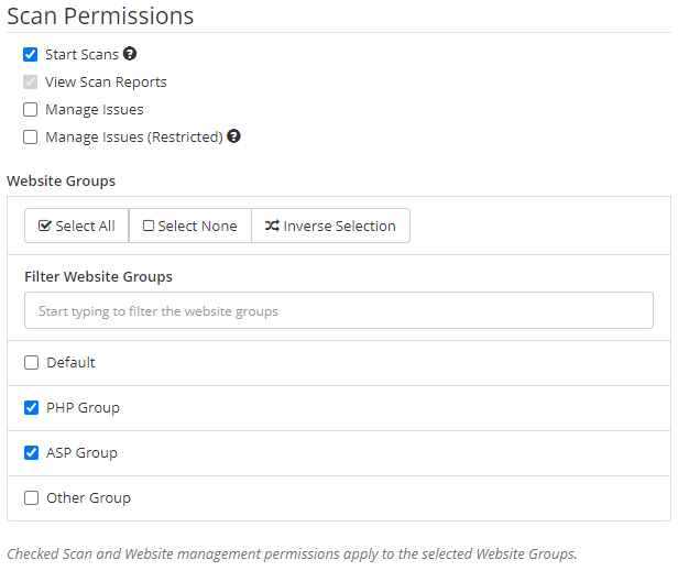 The old way of managing permissions in Invicti Enterprise