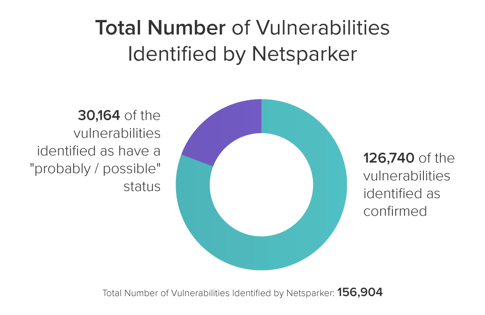 Total number of vulnerabilities identified by Netsparker