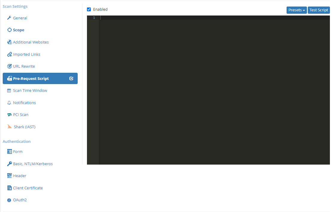 Pre-Request Script in Invicti Enterprise On-Premises