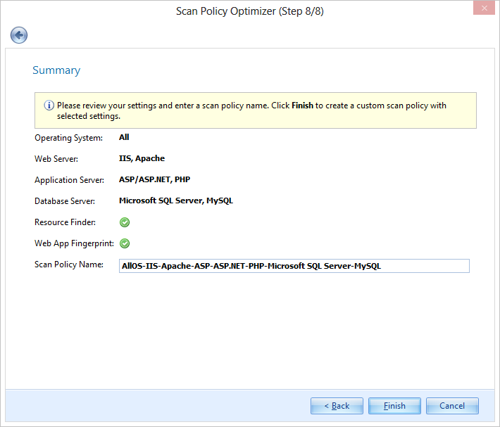 Scan Policy Optimizer Summary